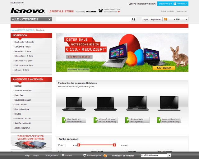 Lenovo Webseite