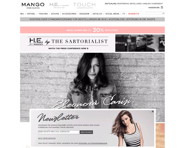 Mango Webseite