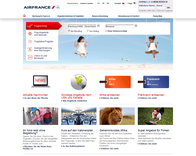 AirFrance Webseite