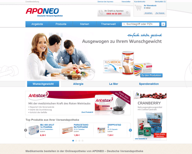 Aponeo Webseite