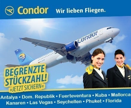 DailyDeal: 69 statt 100 EUR für einen Urlaubsflug mit Condor