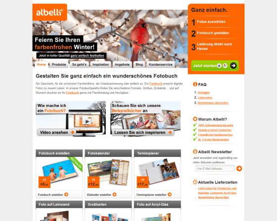 albelli Webseite