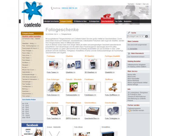 Contento Shop Webseite