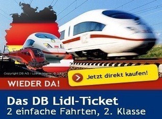 Ab 6. Dezember DB Lidl-Ticket – 2 Fahrten für nur 73 EUR