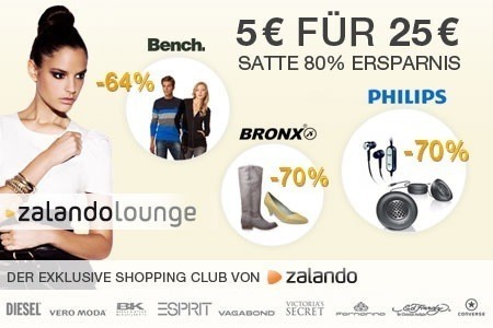 Zalando-Lounge-Gutschein im Wert von 25 EUR für 5 EUR